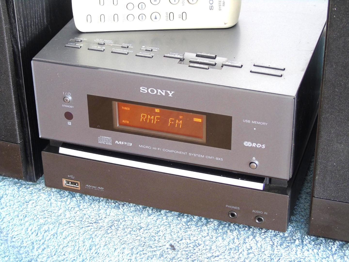 wieża sony pilot usb mp-3 cd rds aux kol. dostawa