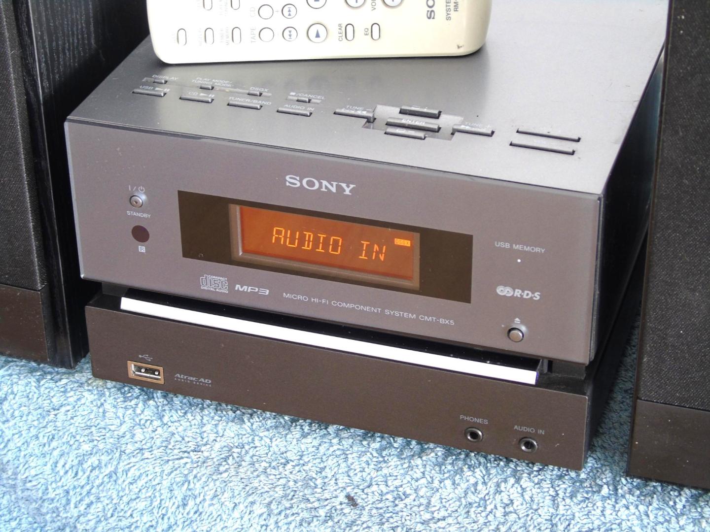 wieża sony pilot usb mp-3 cd rds aux kol. dostawa