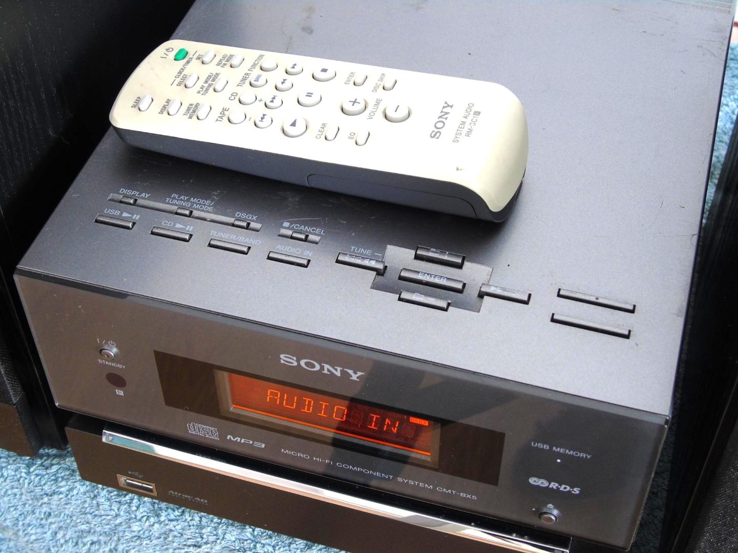 wieża sony pilot usb mp-3 cd rds aux kol. dostawa