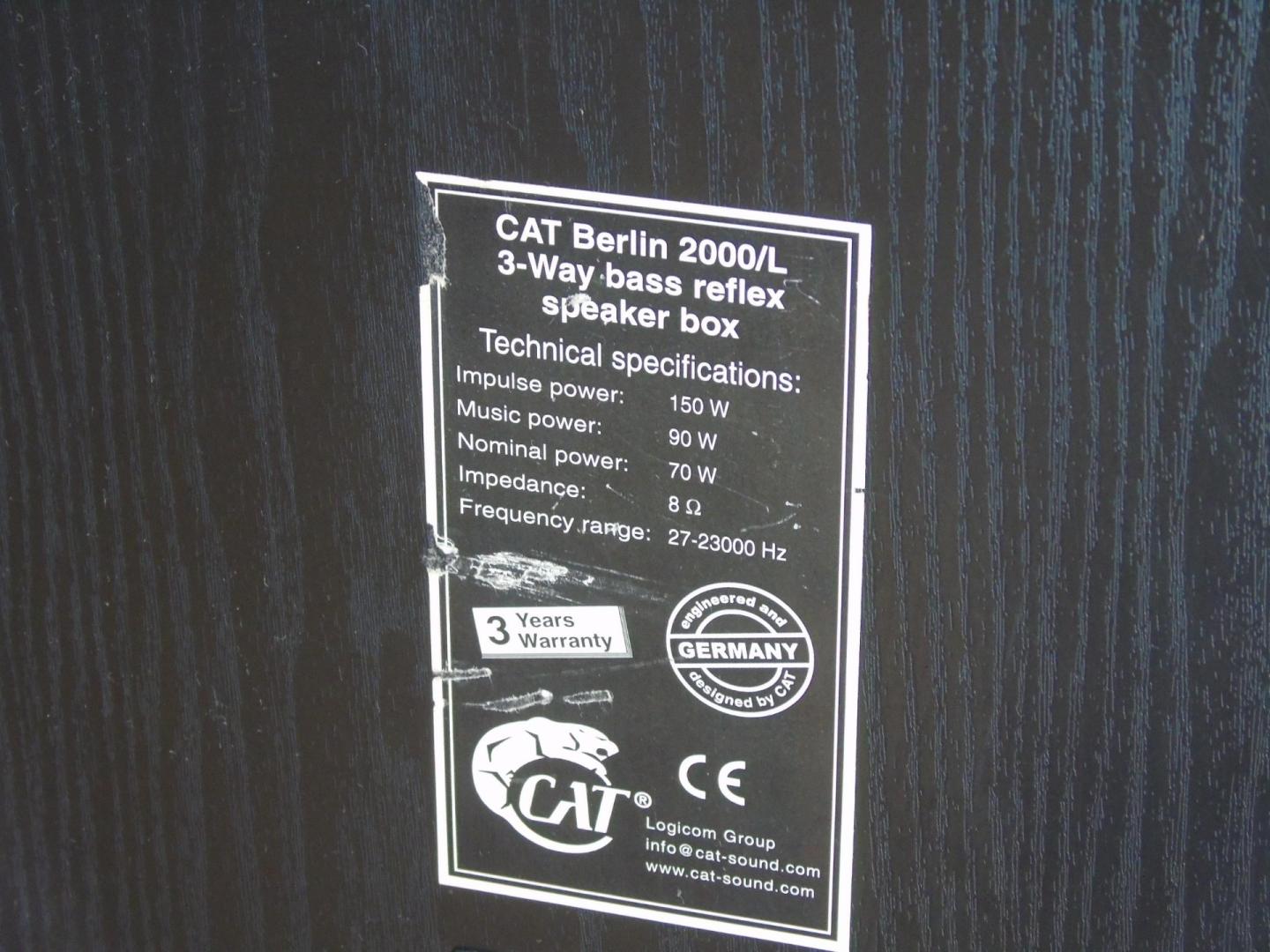 Kolumny Cat Berlin 2 x 150 wat 8 ohm. DOSTAWA.