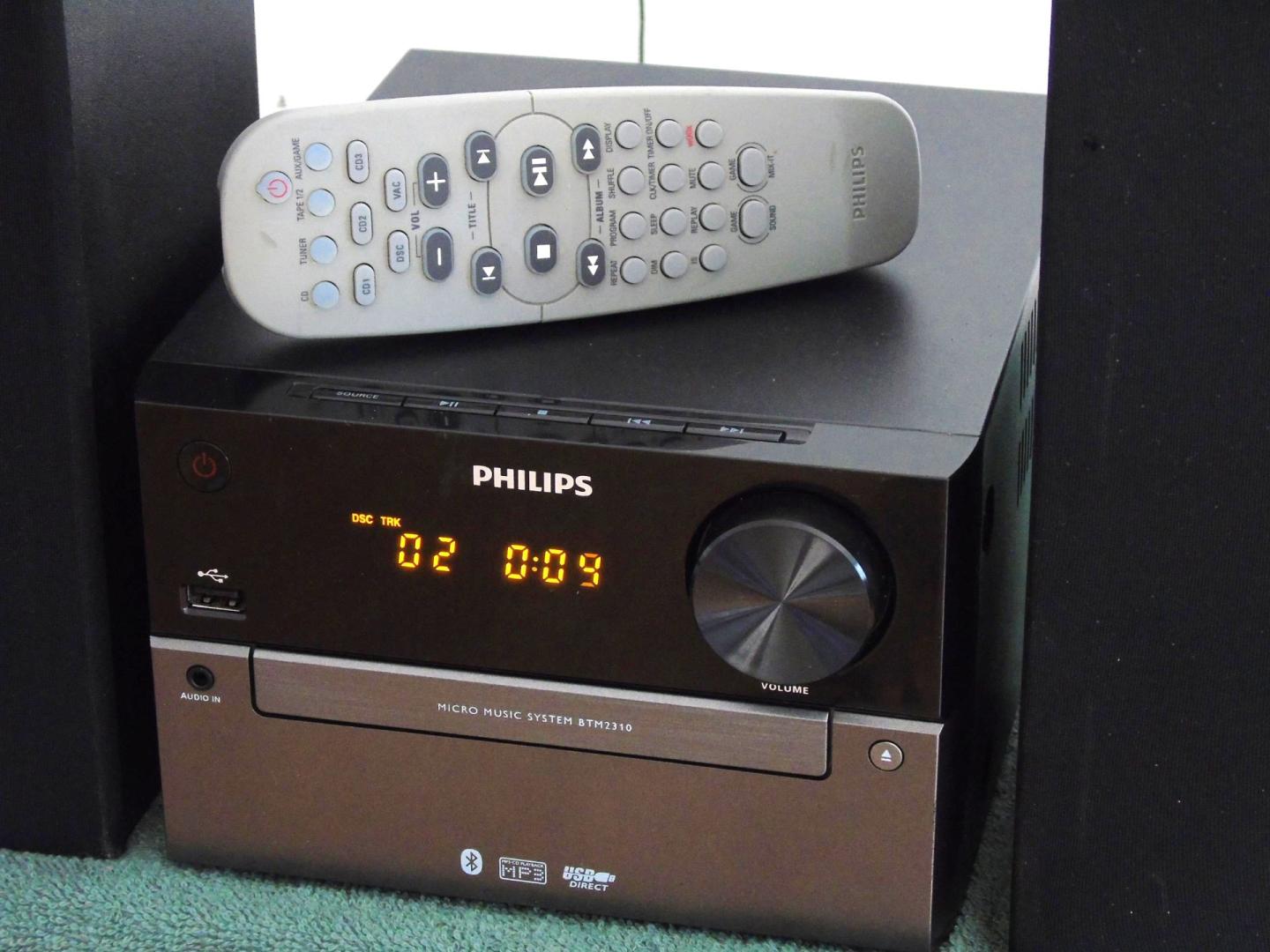 wieża philips pilot usb mp-3 bt cd aux kol. dostawa