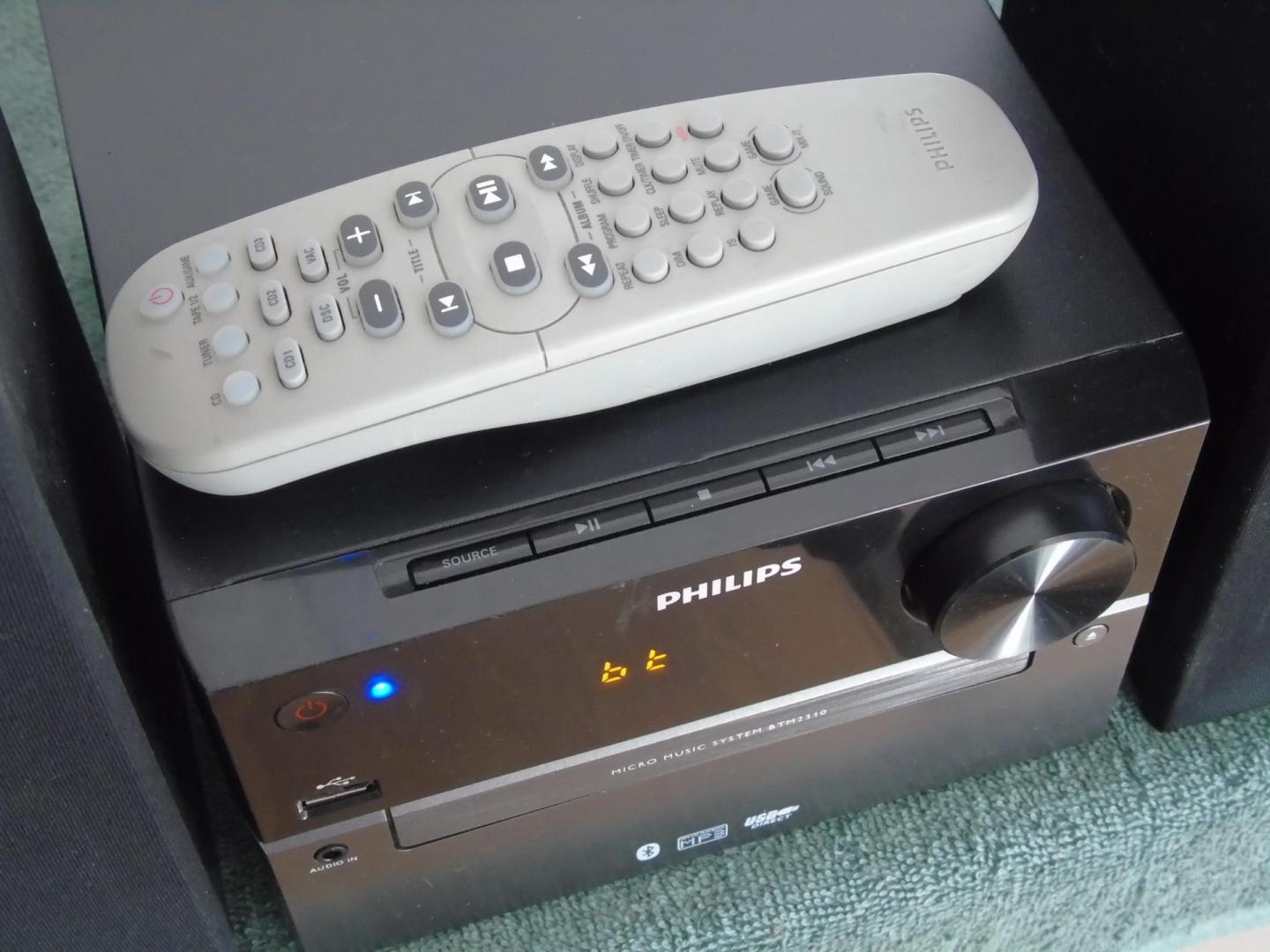 wieża philips pilot usb mp-3 bt cd aux kol. dostawa