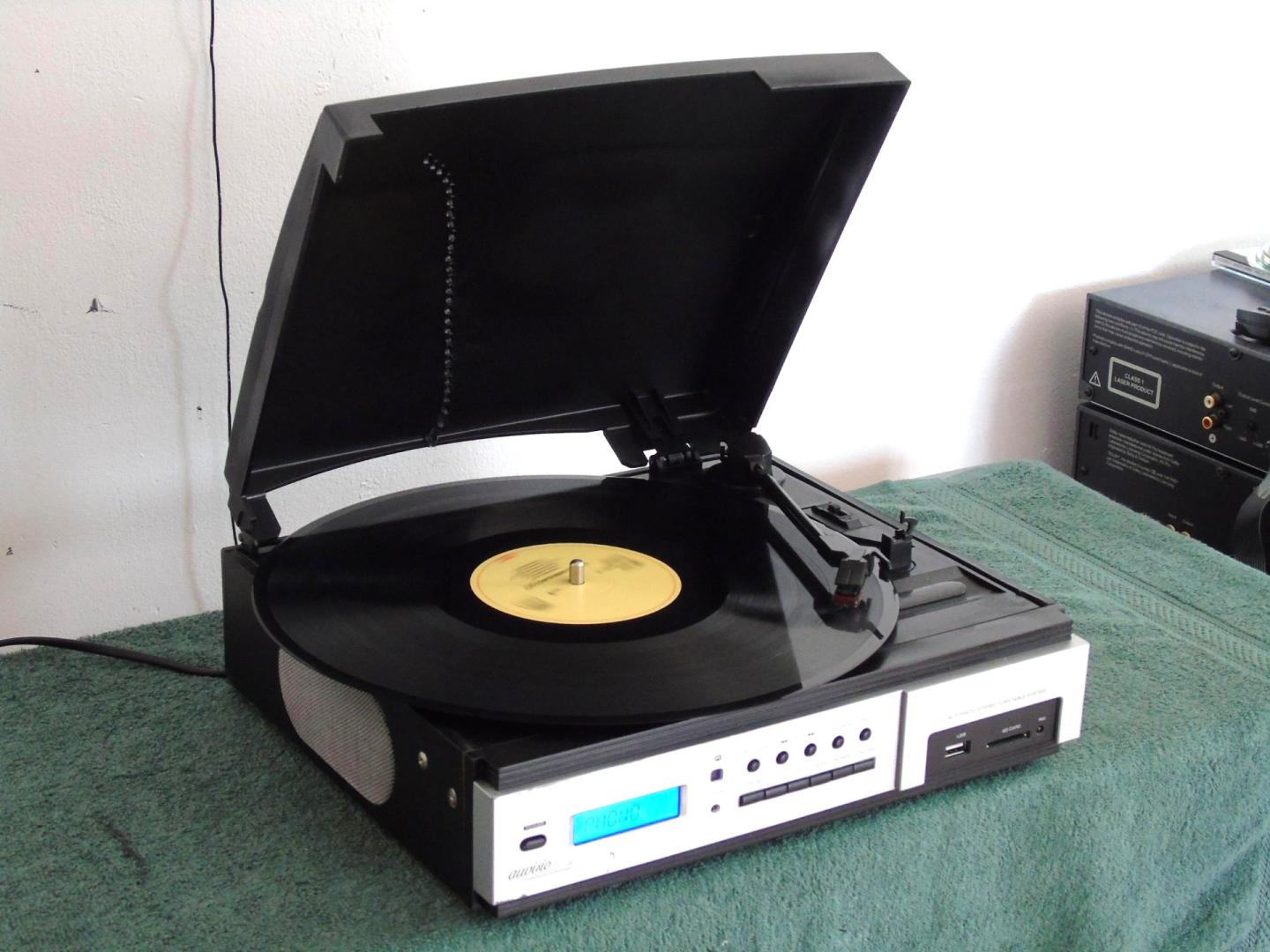 gramofon igła radio usb mp-3 rec aux wzmacniacz głośniki. dostawa