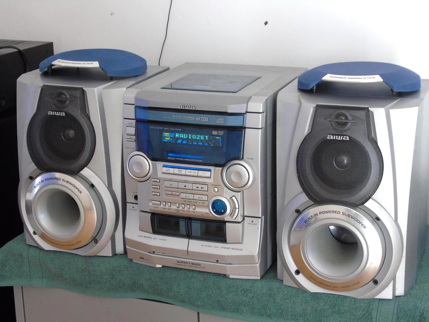 wieża aiwa kolumny radio rds aux mocna. dostawa.