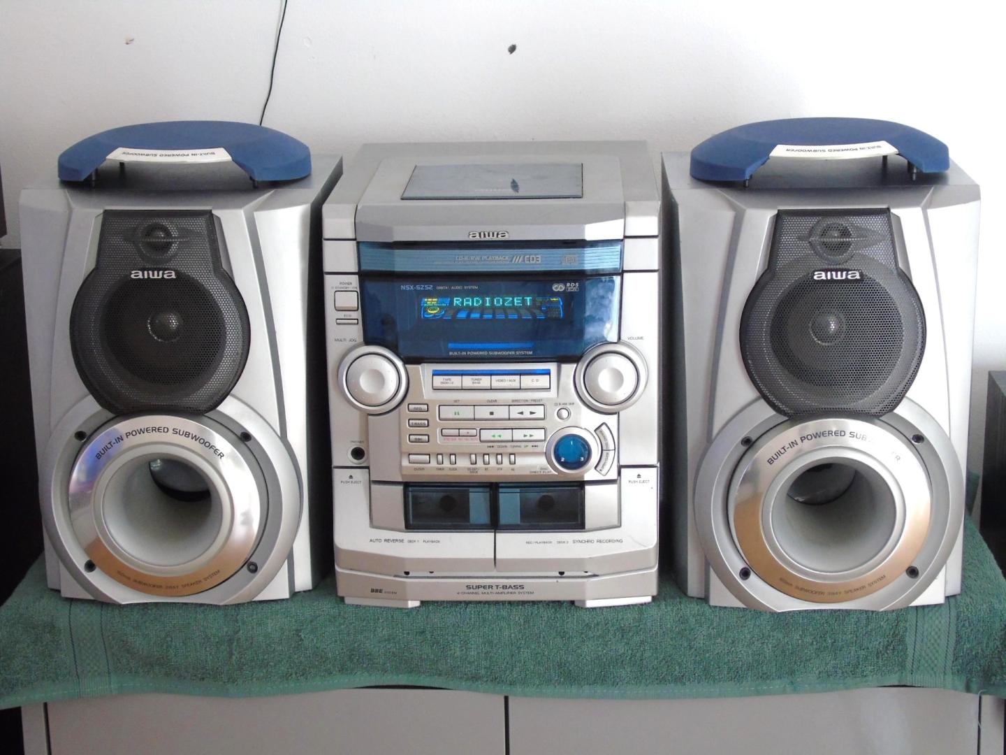 wieża aiwa kolumny radio rds aux mocna. dostawa.