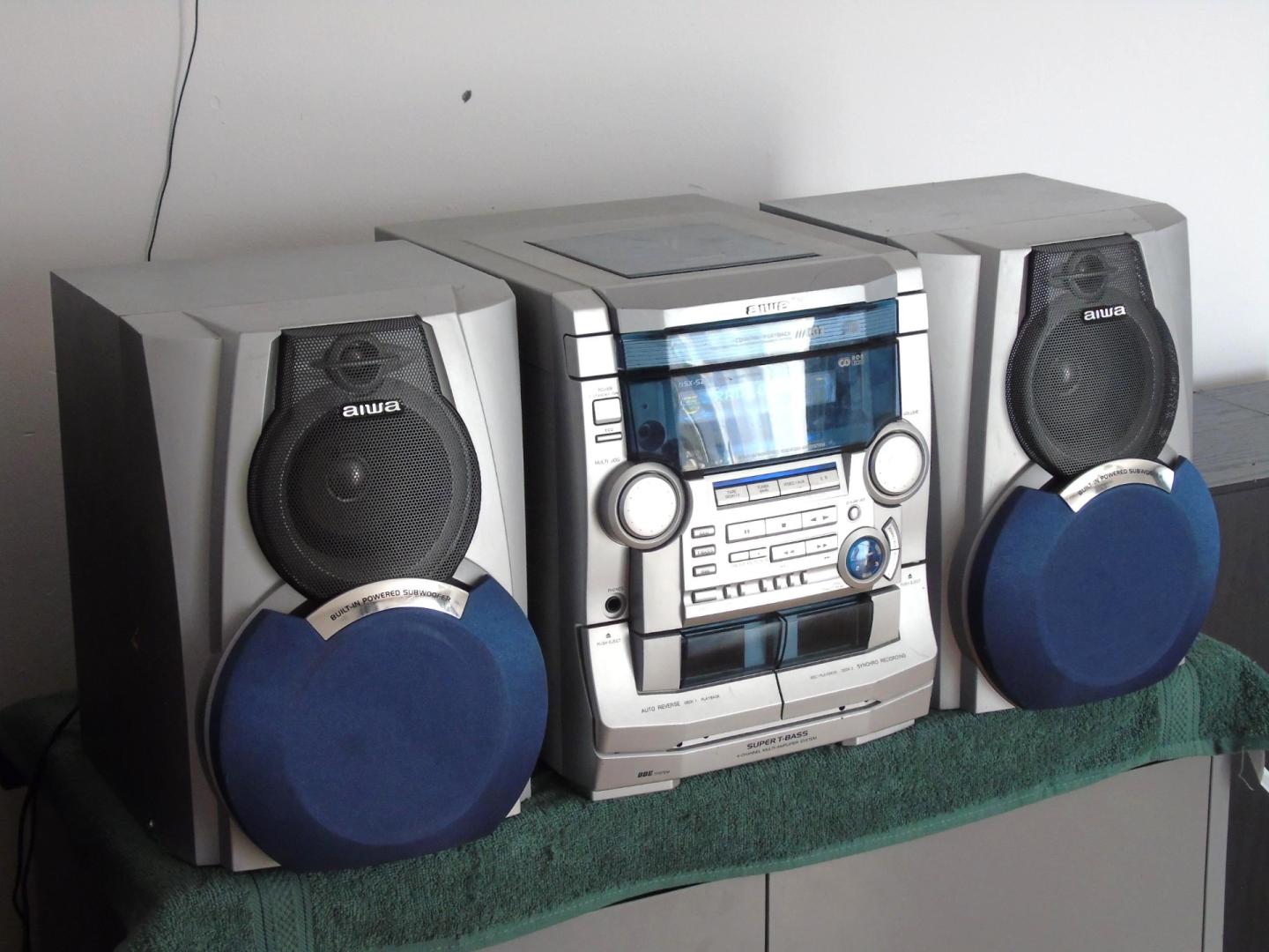 wieża aiwa kolumny radio rds aux mocna. dostawa.