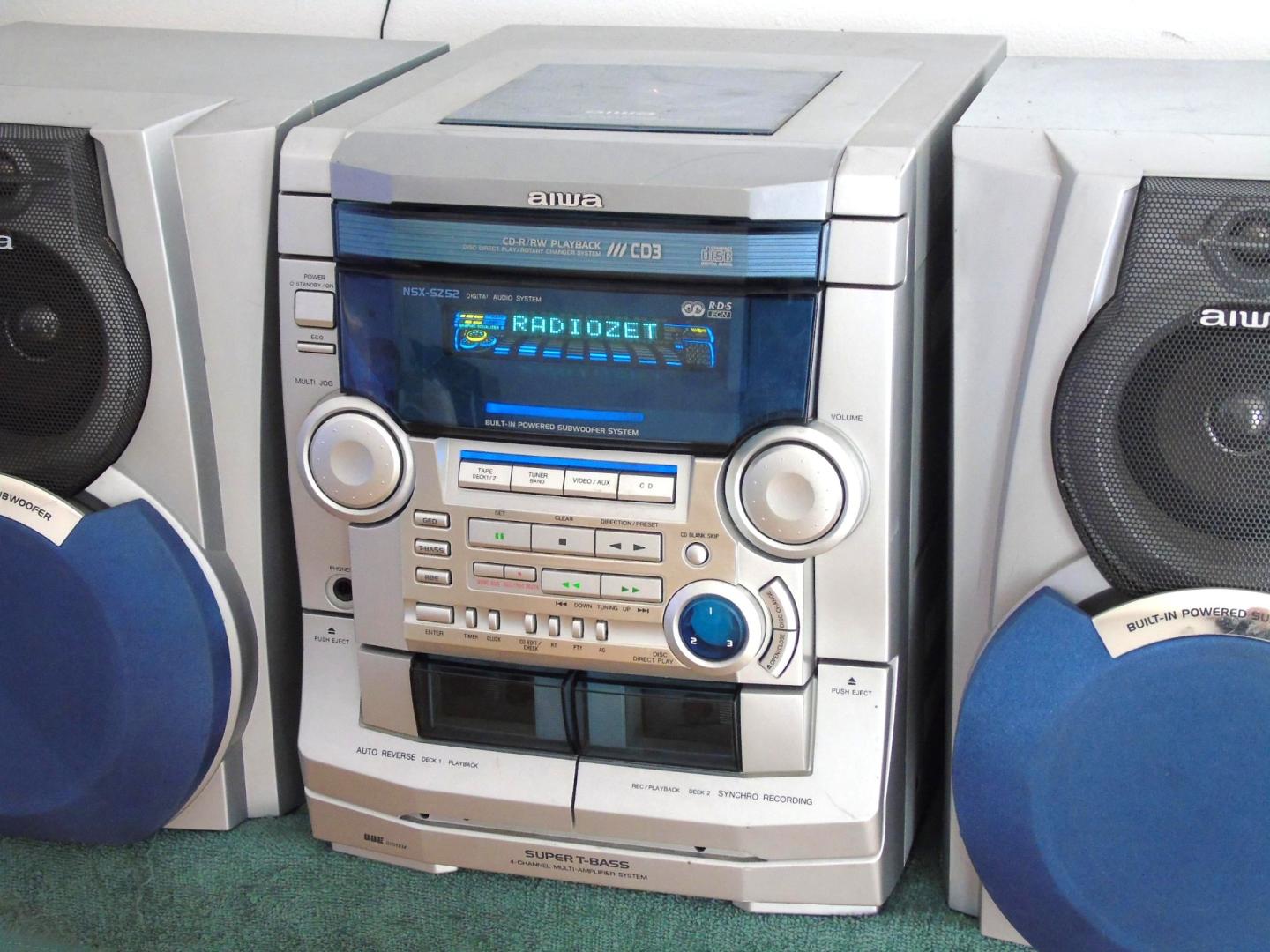 wieża aiwa kolumny radio rds aux mocna. dostawa.
