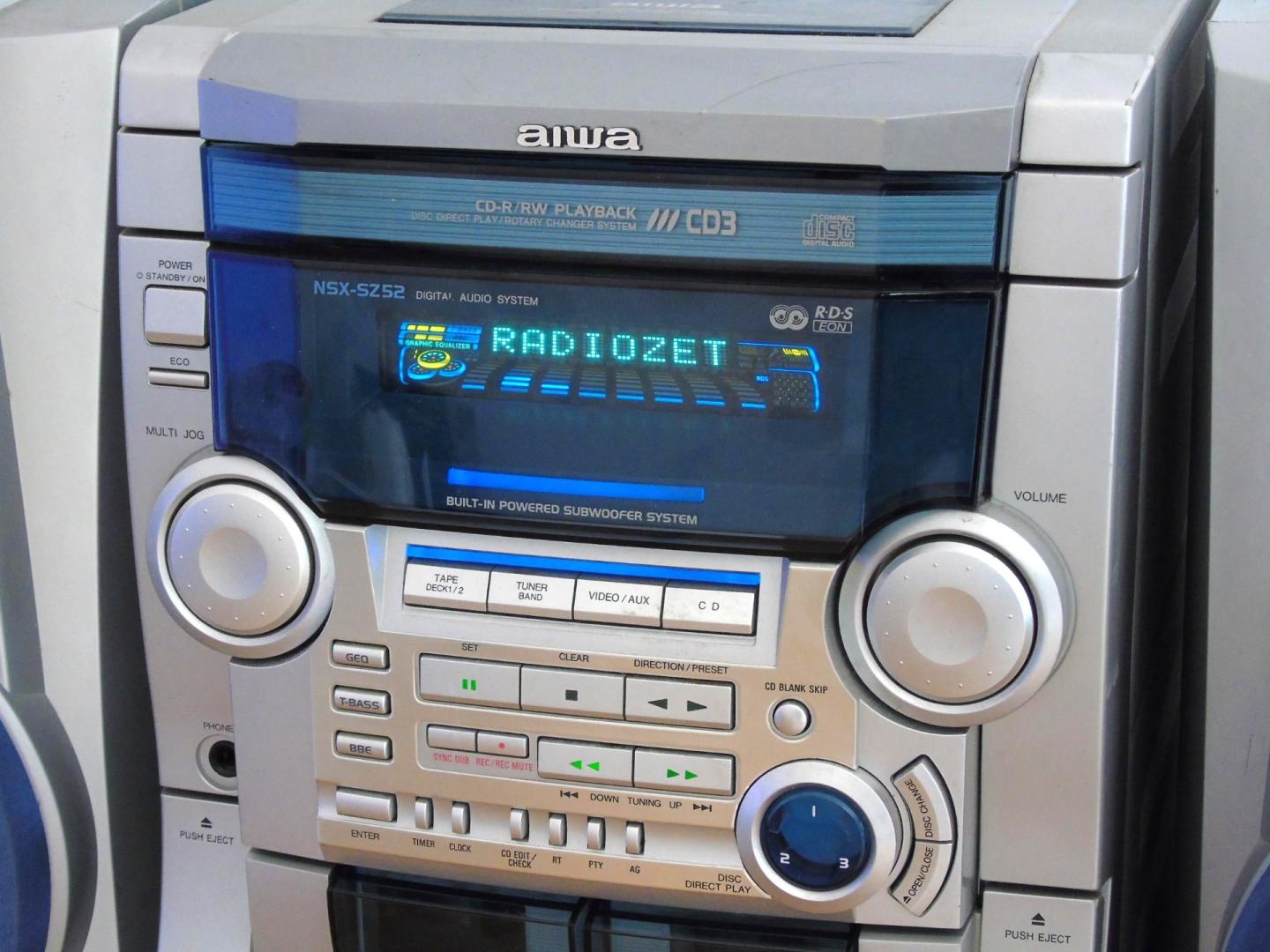 wieża aiwa kolumny radio rds aux mocna. dostawa.