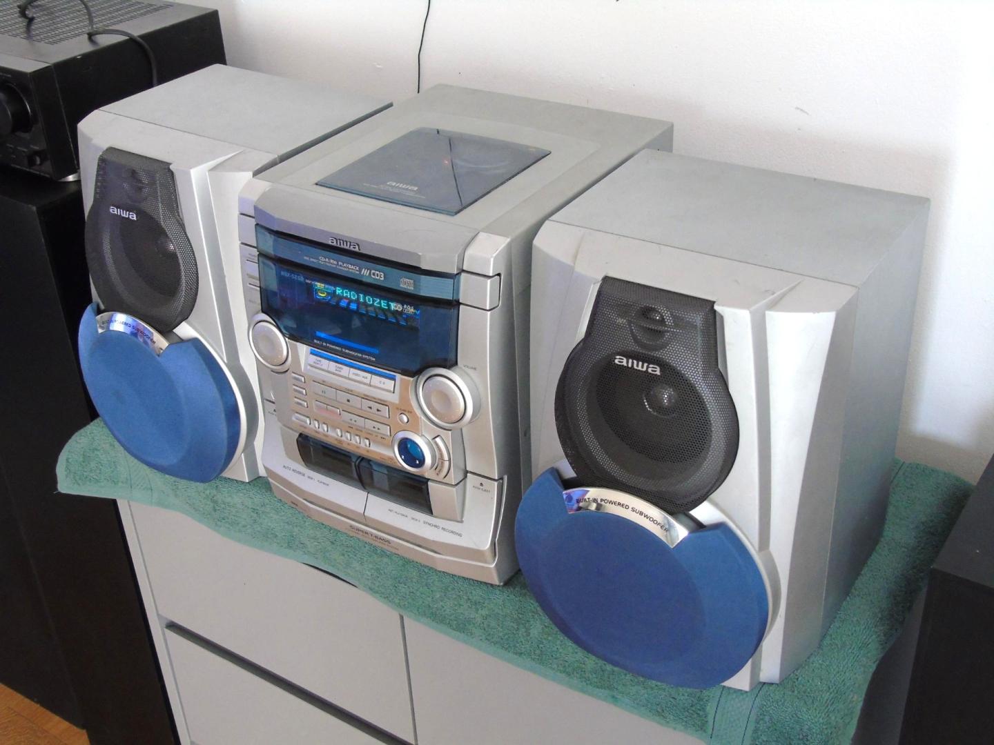 wieża aiwa kolumny radio rds aux mocna. dostawa.