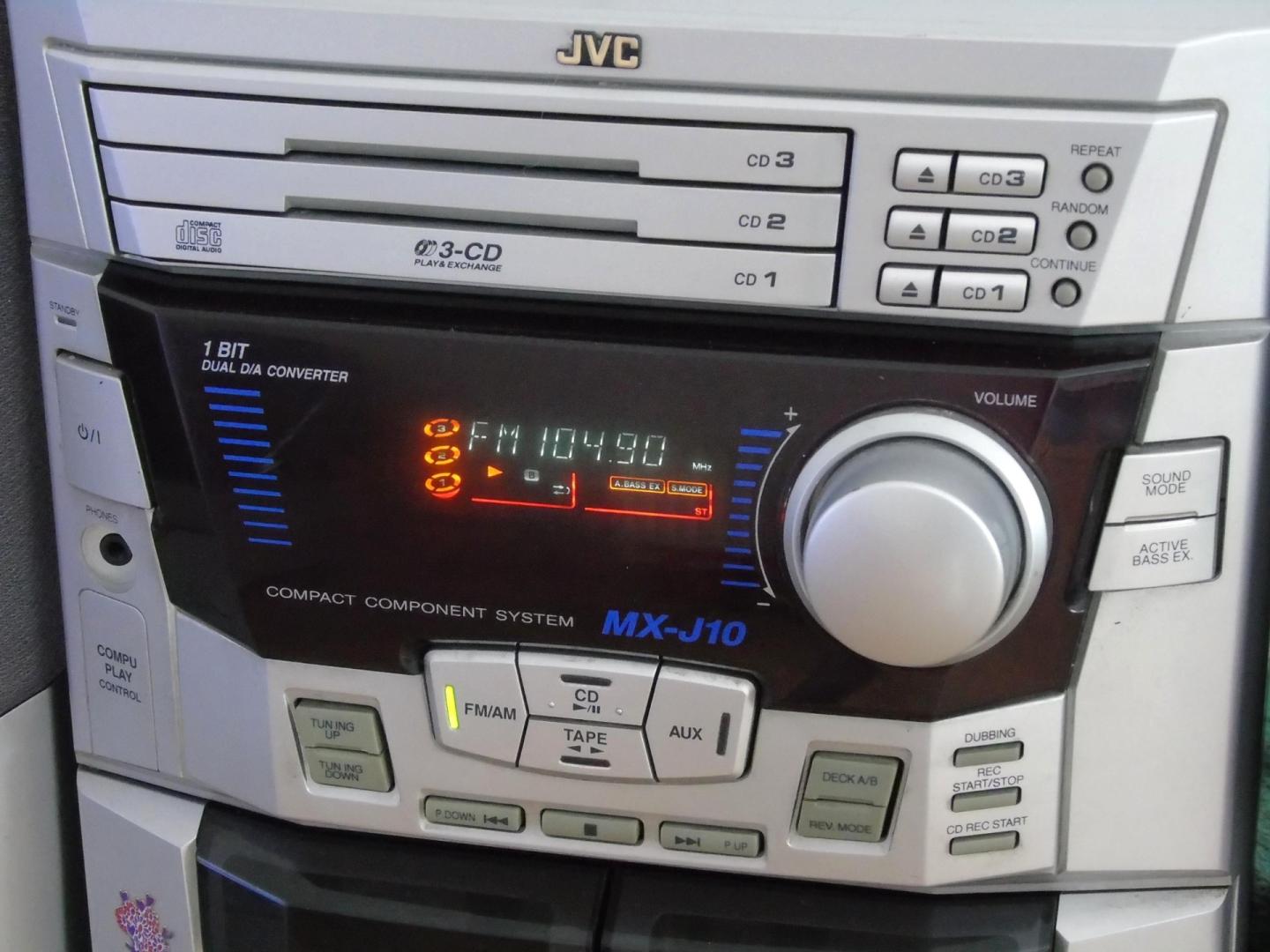 wieża jvc kolumny radio aux mocna. dostawa.