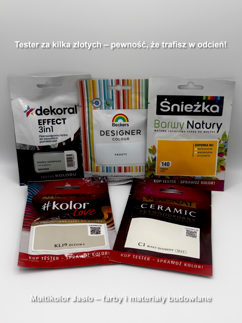Testery farb Magnat, Beckers, Śnieżka, Dekoral Multikolor Jasło