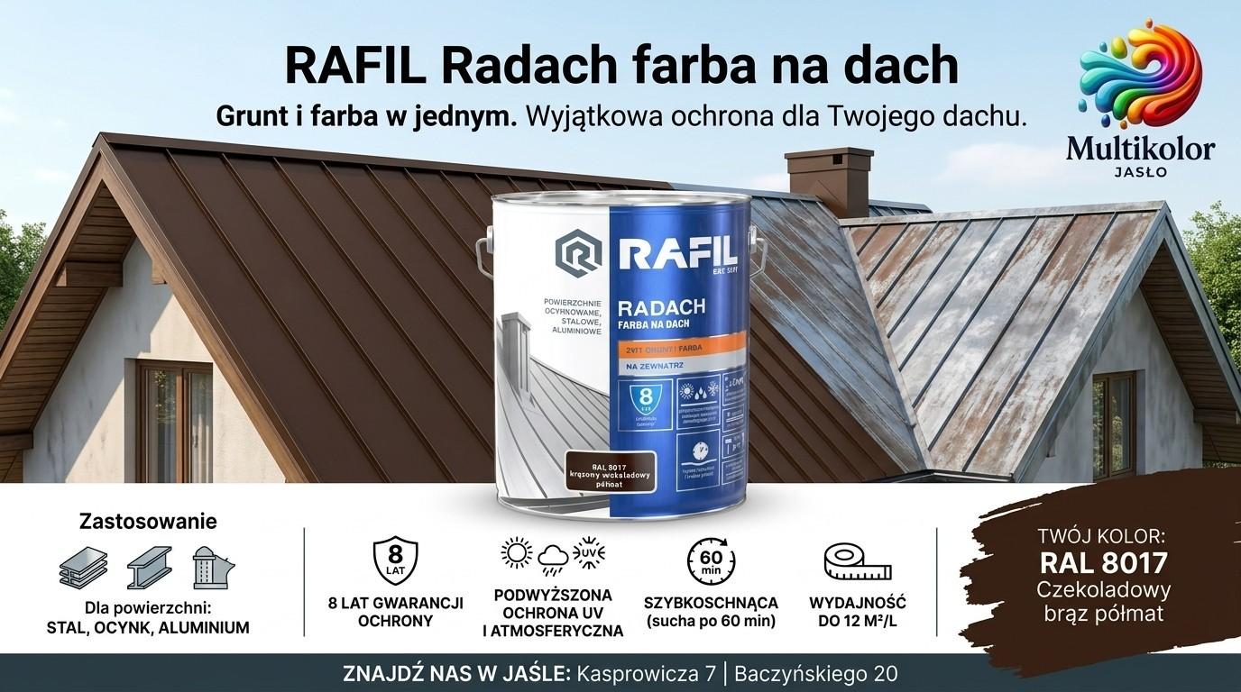 Farba na dach Radach Rafil poliwinylowa 2w1 różne kolory i pojemności