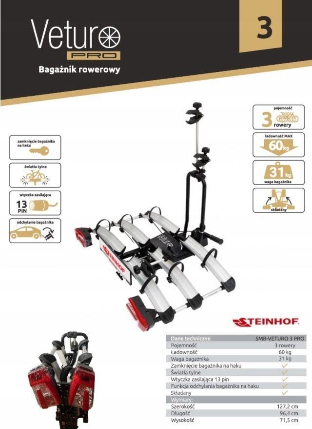 Bagażnik Rowerowy na 3 Rowery Steinhof Veturo Pro