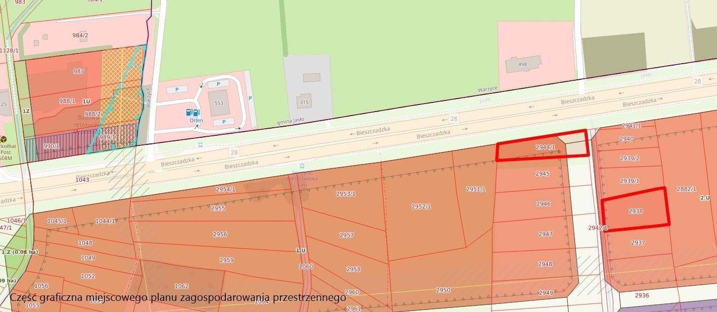 Sprzedam dwie działki usługowe 0,1098 ha i 0,1289 ha - Jasło/Warzyce