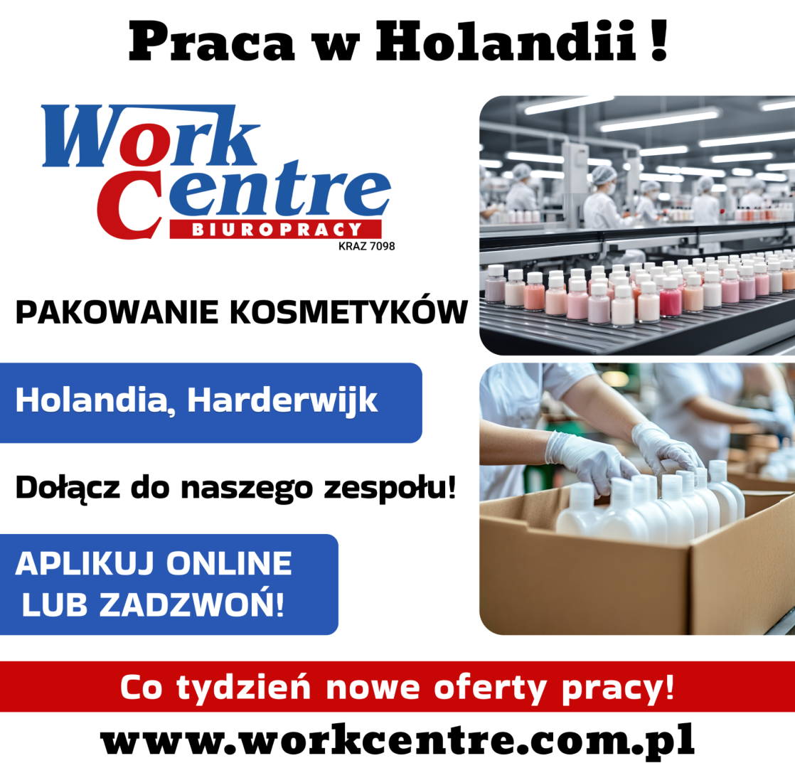 Pakowanie kosmetyków (k/m) Oferta pracy w Holandii