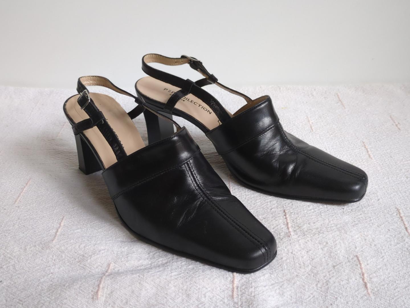 Skórzane buty damskie na obcasie, rozmiar 38