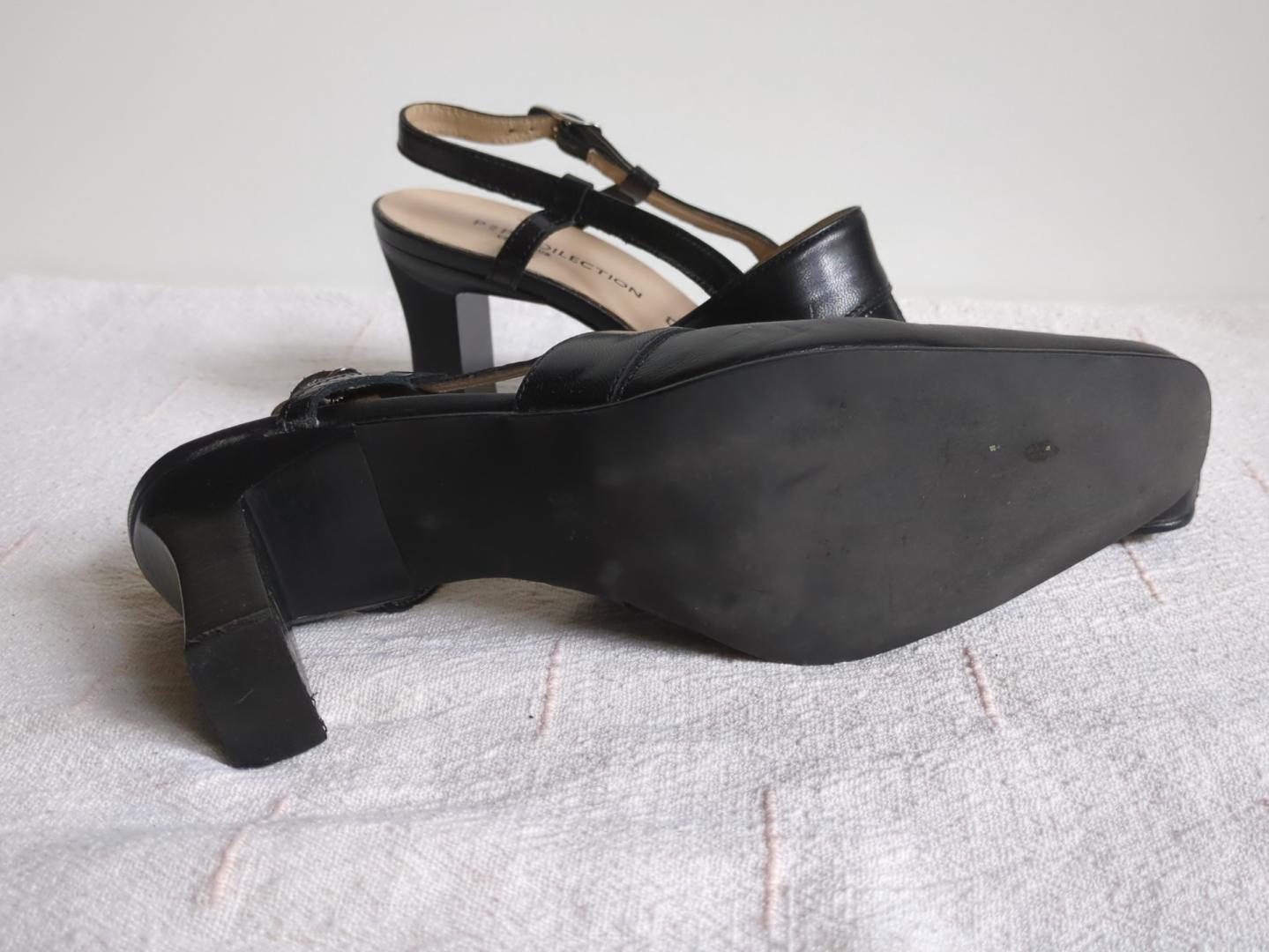Skórzane buty damskie na obcasie, rozmiar 38