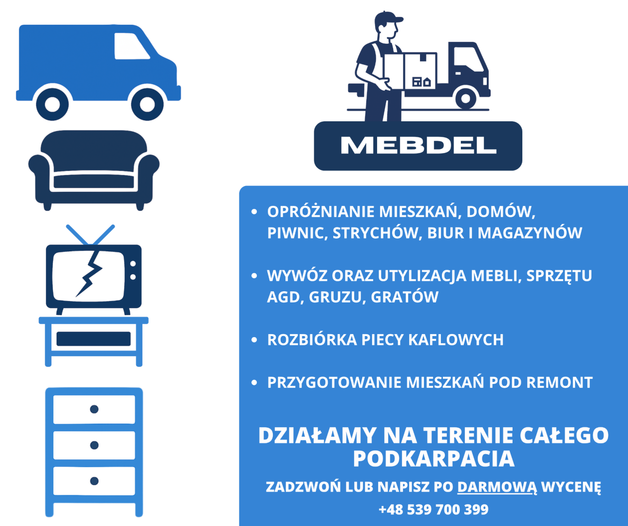 Mebdel - Opróżnianie mieszkań z niepotrzebnych mebli