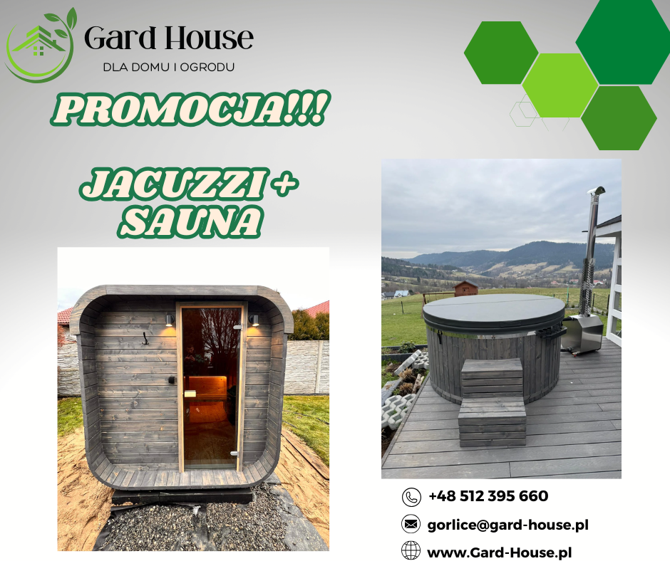 sauna ogrodowa 200cm piec elektryczny + balia ogrodowa jacuzzi