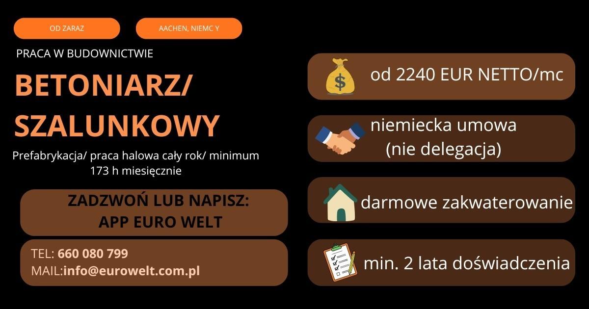 Betoniarz/Ekipa/Prefabrykacja/Od Zaraz
