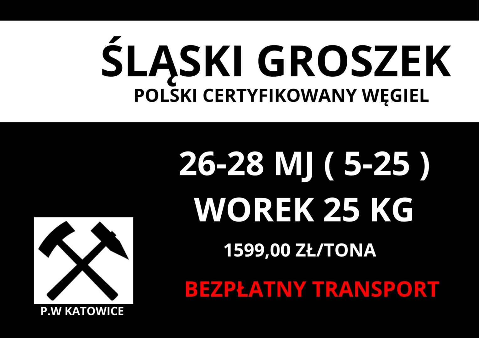 polski węgiel groszek certyfikowany 26-28 mj - bezpłatna dostawa