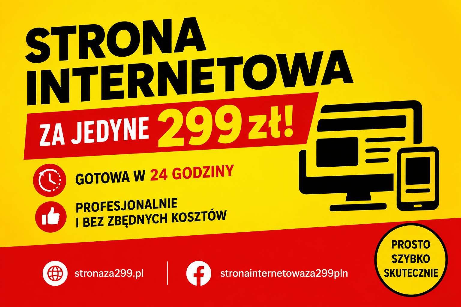 Tylko 299 zł za stronę WWW - realizacja w 24 godziny
