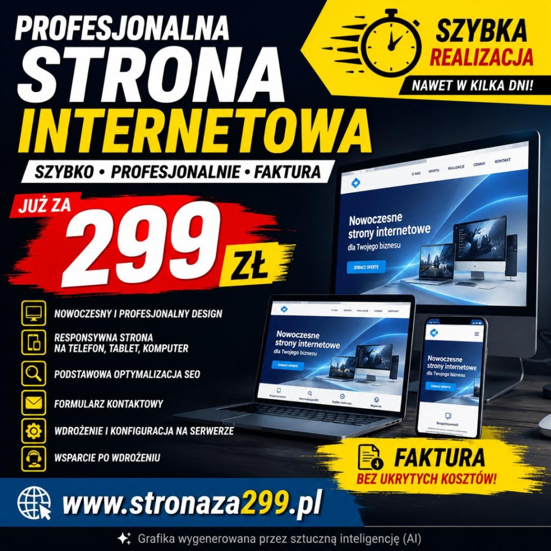 Profesjonalne strony internetowe za 299 zł - szybko | stronaza299.pl