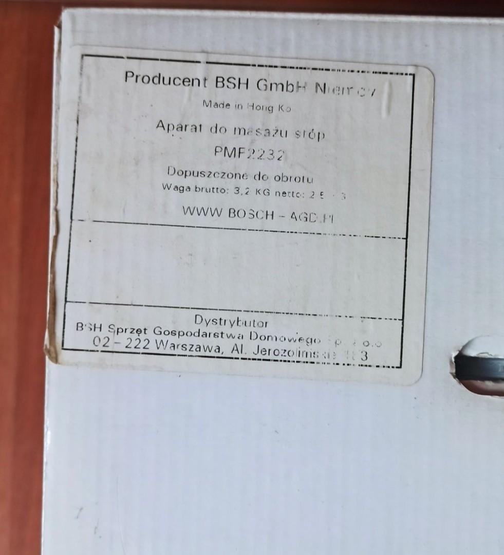 masażer do stóp bosch pmf 2232 stan  ? komplet, pudełko"