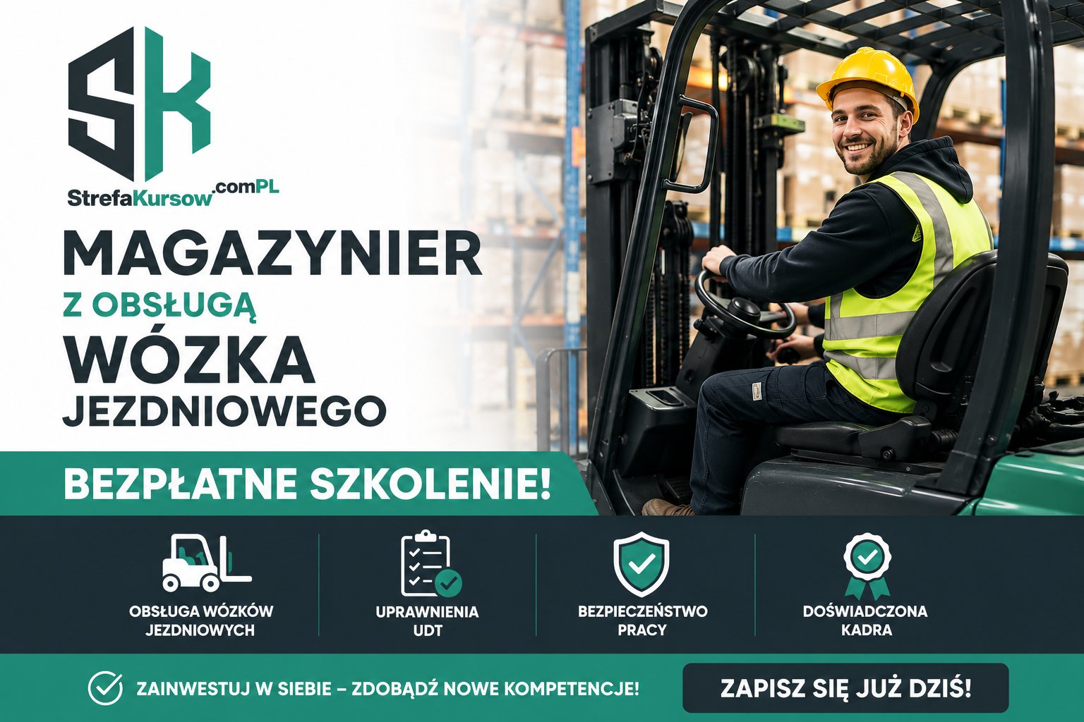 magazynier z obsługą wózka jezdniowego - bezpłatne szkolenie